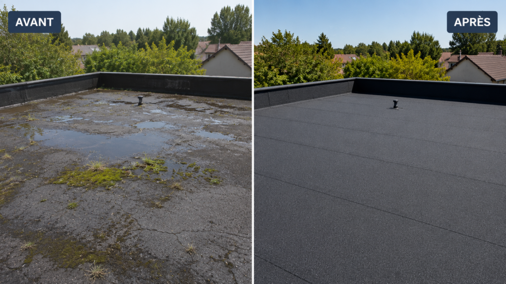 Réfection d'étanchéité toiture-terrasse à Lyon avant et après travaux